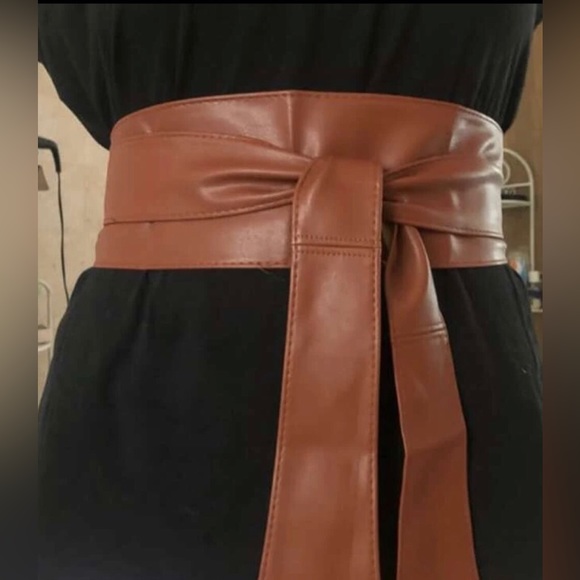 New Vegan Leather Smooth Coffee Wrap Corset Belt - Picture 8 of 16